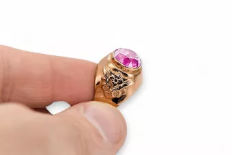 Žiedas Vintažiniai amatai Ametistas Originalus 14k rožinio aukso vintage vrc078r